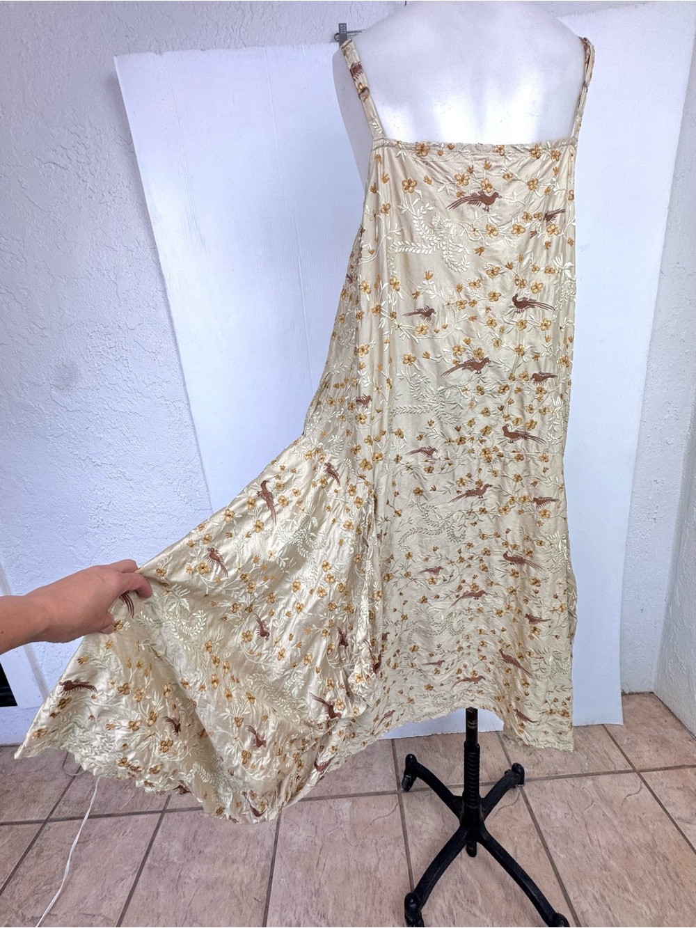 Beige Floral Midi Sundress with Adjustable Straps - Picture 9 of 14